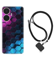 Realme C55 Kılıf Resimli Boyun Askılı İpli Desenli Silikon Series Petek 1825