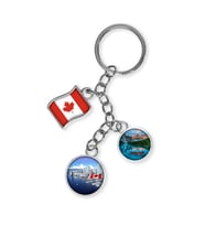 Kanada Üçlü Epoksi Metal Çift Taraflı Damla Anahtarlık Canada (Çok Renkli)