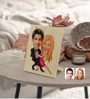 BK Gift Kişiye Özel Sevgililer Karikatürlü Dekoratif Ahşap Çerçeve Model 13