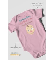 Gözler Dayı Yanaklar Teyze,Keyif Benim Baskılı Bebek Zıbını – Çıtçıtlı Body  %100 Pamuk Kısa Kol (Koyu Pembe)