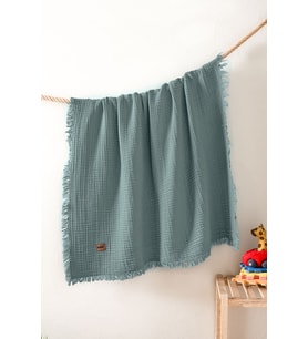 Bebek 4 Kat %100 Pamuk Müslin Örtüsü 100x120 - Yeşil