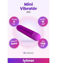 10 Fonksiyonlu USB Şarjlı Metalik Taşınabilir Mor Mini Vibratör – iyimor