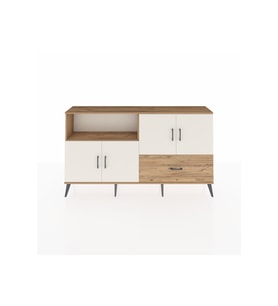 Arges Konsol 4 Raflı Tek Çekmeceli 4 Kapaklı 176x30x99 Çam-Aytaşı/Çam
