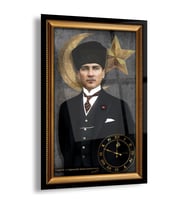 Saatli Atatürk Cam Tablo