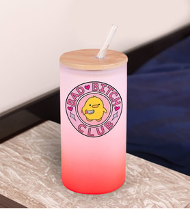 BK Gift Esprili Tasarım Kırmızı Renk Pipetli Buzlu Cam Bardak 600ml - 1, Arkadaşa Hediye, Doğum Günü Hediyesi