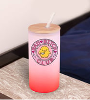 BK Gift Esprili Tasarım Kırmızı Renk Pipetli Buzlu Cam Bardak 600ml - 1, Arkadaşa Hediye, Doğum Günü Hediyesi