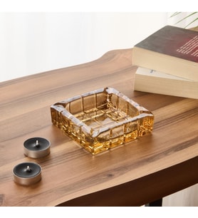 dekoratif Kare Cam Küllük kehribar renk 12 cm