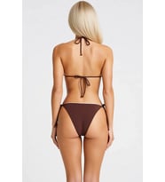 Kadın Bikini Takımı Üçgen Formlu Kaplı Normal Bel Slip Alt Regular Kesim Örme Dokulu Düz Desen