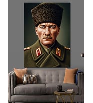 Atatürk Portresi Lider Türkiye Dekoratif Kanvas - Mdf Ahşap Tablo