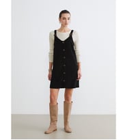 LCW Comfort Siyah V Yaka Kadife Elbise