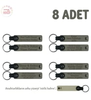 Kül Gri & Sütlü Kahve, Karne Hediyesi İçin Tüm Sınıfa Özel, 8' li Set, Hediyelik Hatıra Anahtarlığı