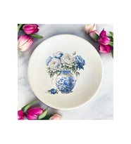 Mavi Beyaz, Çiçek Desenli Duvar Tabağı, Dekoratif Duvar Tabağı 18 cm (Çok Renkli)