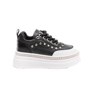 Yüksek Taban Taşlı Kadın Sneaker (Siyah)