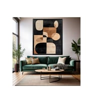 Soyut Tasarım Ahşap Çerçeveli MDF Tablo Modern Salon Tablosu Ev Dekorasyon Tablosu Yeni Ev Hediyesi (Siyah)
