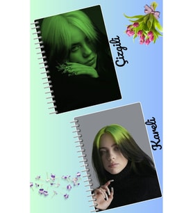 Billie elish defter seti 2 adet A4 boyutu 21*30 çizgili + kareli 60 syf