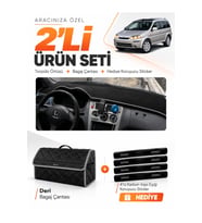 e-biz HONDA HR-V (1998-2005) Uyumlu Torpido Örtüsü + Deri Bagaj Çantası Seti - Siyah-Gri - HO018