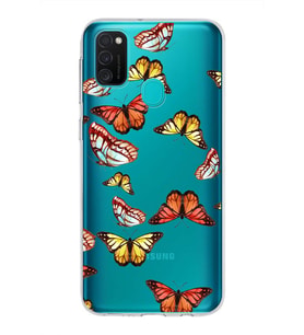 PrintiFy Samsung Galaxy M21 ile Uyumlu 1mm Slim Fit Water Color 2 Baskılı Şeffaf  Kılıf
