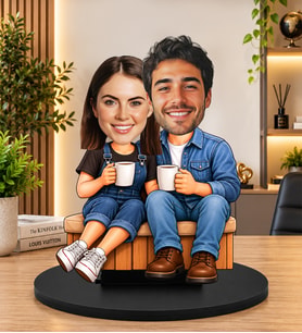 Kişiye Özel Sevgili Biblosu Karikatür Çift Figürü, Romantik Sevgiliye ve Eşe Hediye