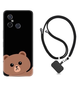 Xiaomi Redmi 12C Kılıf Resimli Boyun Askılı İpli Desenli Silikon Series Hello Bear 1905