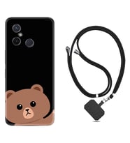 Xiaomi Redmi 12C Kılıf Resimli Boyun Askılı İpli Desenli Silikon Series Hello Bear 1905
