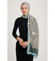 Schaless Yaşam İzi - Kahverengi - Efilia Desenli Şal - 70x190 Cm (Gri)