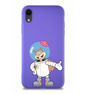 Apple iPhone XR Soft Premier Kapak Sandy Tasarımlı Silikon Kılıf - Mor (Şeffaf)