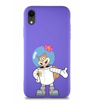 Apple iPhone XR Soft Premier Kapak Sandy Tasarımlı Silikon Kılıf - Mor (Şeffaf)
