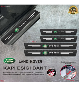 Land Rover Logolu Karbon Kapı Eşiği Koruyucu Suni Deri 4'lü Set