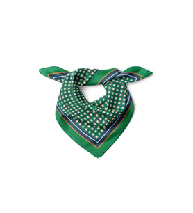 Zümrüt Yeşili Geometrik Desenli Saten Fular 48x48 cm – Klasik Kare Bandana