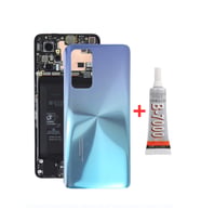Xiaomi Mi 10T - Mi10T Pro Arka Kapak - Arka Pil Batarya Kapağı + B7000 Yapıştırcı - M2007J3SY M2007J3SG Uyumlu (Mavi)