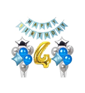 GÜMÜŞ MAVİ DOĞUM GÜNÜ BALON SET