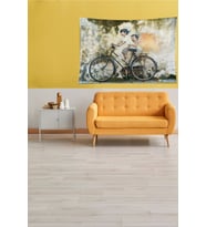 Multirenk Bisiklete Binen Çocuklar Leke Tutmaz Kadife Kumaş Duvar Örtüsü Duvar Halısı Tapestry (Bej)