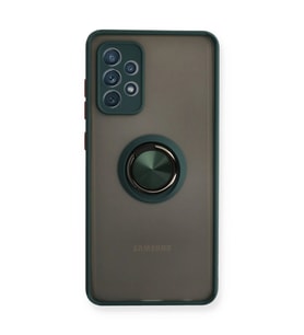 Samsung Galaxy A72 Kılıf Montreal Yüzüklü Silikon Kapak - Yeşil
