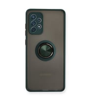 Samsung Galaxy A72 Kılıf Montreal Yüzüklü Silikon Kapak - Yeşil