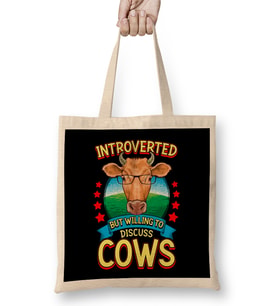 Funny Introverted But Willing To Discuss Cows Bez Çanta Uzun Saplı