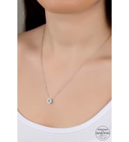 SWAROVSKİ CRYSTAL TEK TAŞ  925 AYAR GÜMÜŞ KOLYE