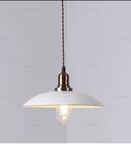 Rys Retro Metal Dekorarif Bakır Duylu Tekli Sarkıt Kafe Mutfak Aydınlatma Çap:30 cm (Beyaz)