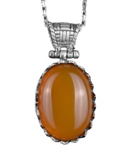 Gerçek Doğal Taş Kolye - 925 Ayar Gümüş Kolye (Sarı Akik)