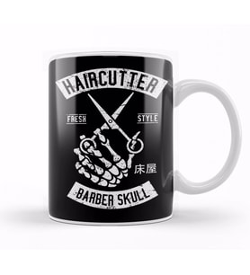 Haircutter Fresh Style Barber Skull Kupa Bardak Porselen