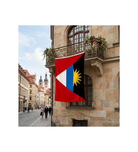Antigua ve Barbuda Bayrağı Premium Raşel Kumaş 150x225 Cm