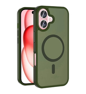 Lexroo iPhone 16 Kılıf M-safe Şarj Özellikli Mat Arka Yüzey Sio Kılıf - Koyu Yeşil