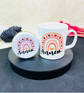 Gökkuşağı Annem Tasarımlı Kokulu Mum Ve Kupa Set