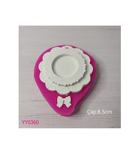 YY0360 Fırfırlı ve Gül Desenli Yuvarlak Çerçeve Silikon Kalıp
