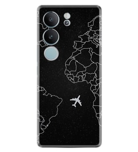 Vivo V29 Kılıf Desenli Silikon Platinium Black Plane 1868