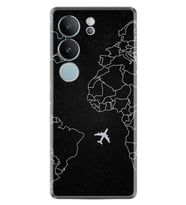 Vivo V29 Kılıf Desenli Silikon Platinium Black Plane 1868