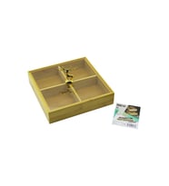 KARE 4 BÖLMELİ=2IN1=BÖLMESİZ ÇOK AMAÇLI KUTU AHŞAP BAMBU SERVİS SUNUM TEPSİ - TAHTASI 22X22X5CM (5343)