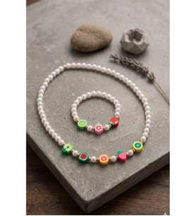 MEYVELİ KRİSTAL BONCUK ÇOCUK KOLYE KÜPE SET