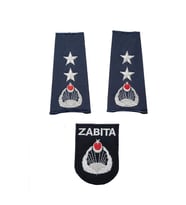 Zabıta Komiseri Omuz Apoleti Yeni Model Zabıta Armalı Komiser  İKİ Yıldız + Defneli Göğüs Arması (Lacivert)
