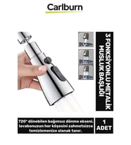 Premium 720 Derece Dönebilen Kaliteli Şık Lavabo Mutfak Banyo 3 Fonksiyonlu Metalik Musluk Başlığı