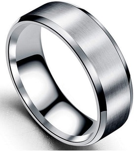 6mm Köşeli Düz Model Unisex Kadın Erkek Çelik Alyans Yüzük (Beyaz) cl30